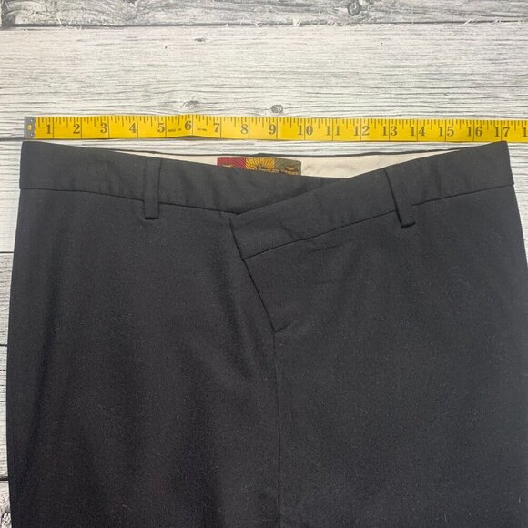 L.A.M.B. Y2K Black Wool Crisscross Waist Ruffle Stretch Wiggle Pencil Skirt - Picture 13 of 15